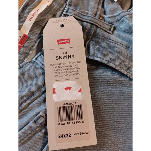 Levis 711 Skinny Jeans Womens 24 Gray Denim Stretch Medium Wash Mid Rise NWT $54 - Picture 8 of 8